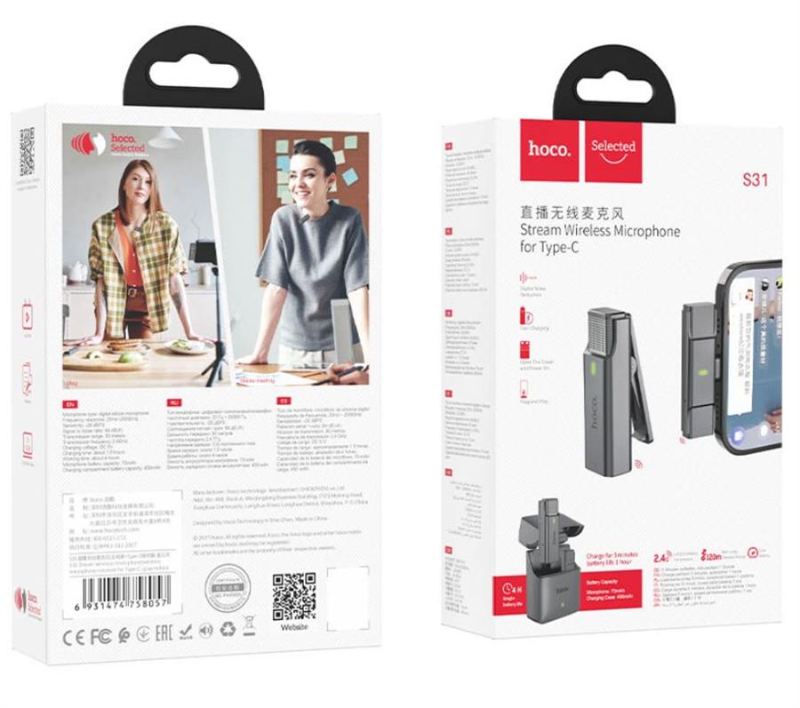 Microfono Inalambrico De Solapa 2.4G Lightning Hoco S31