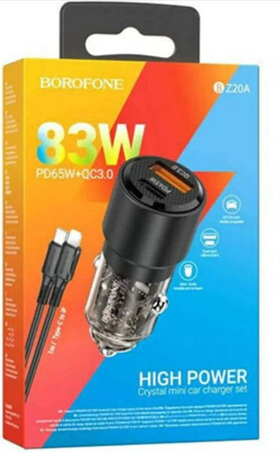 Cargador para Auto UsbC + USB 65W Z20a Borofone