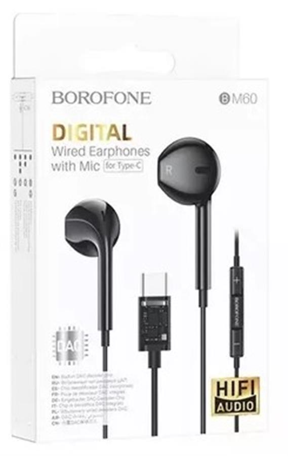 Audifonos Borofone UsbC Negro Bm60