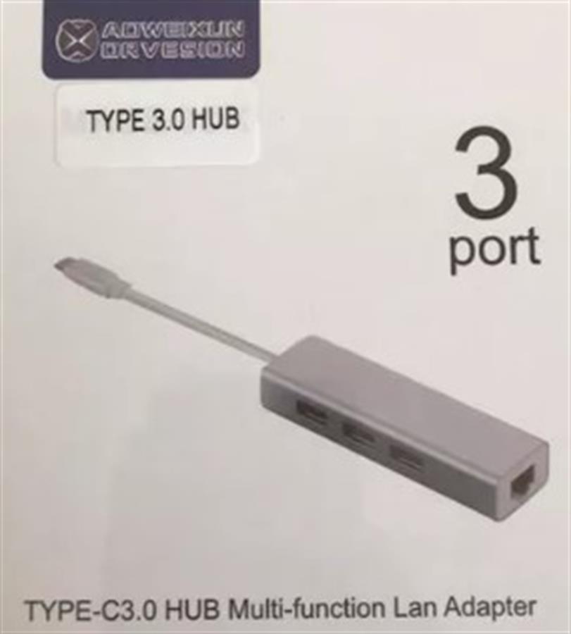 Hub Multifuncion UsbC a Rj45 + 3 Usb 4en1 Macbook