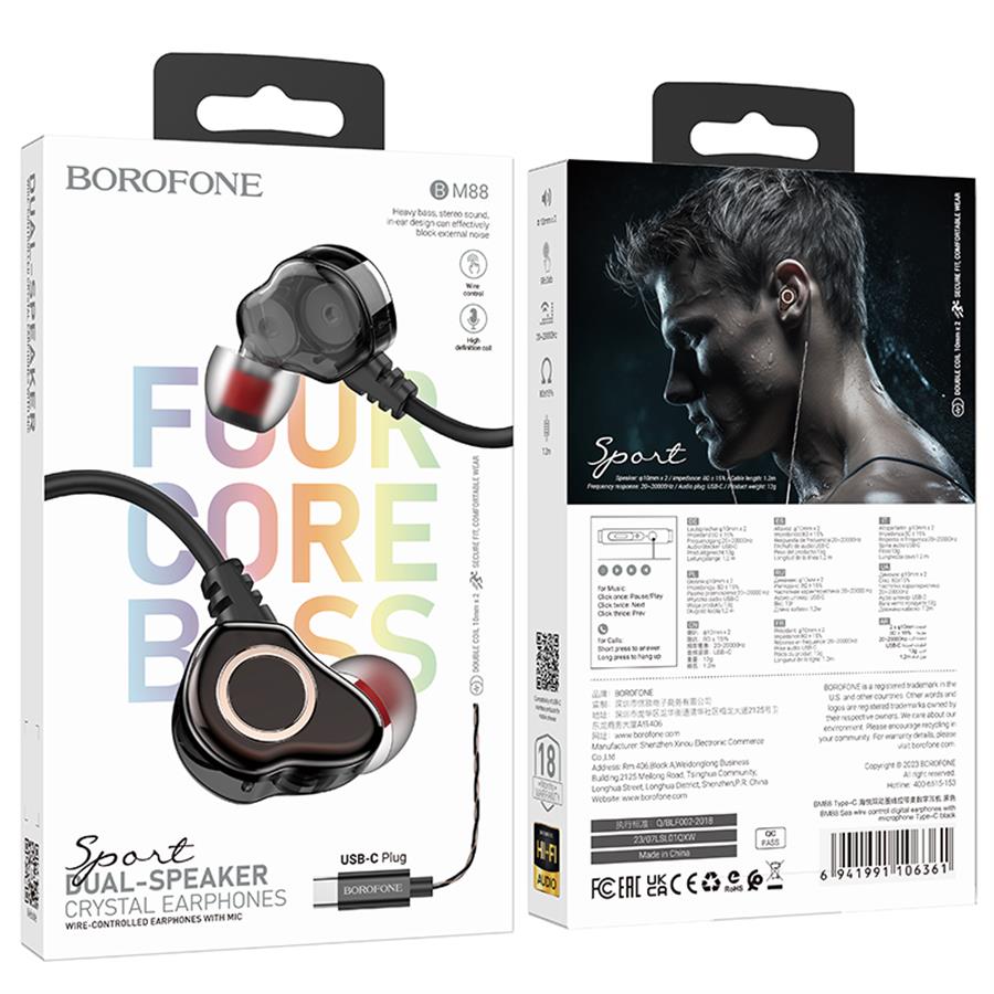 Audifonos Borofone In Ears 3.5mm Negro BM88