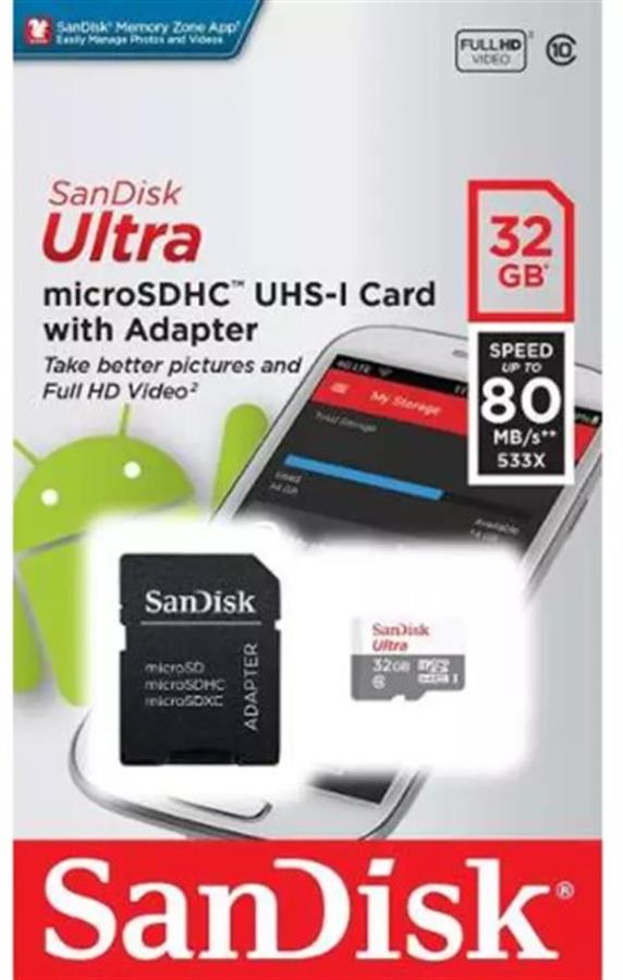 Memoria Micro SD 32gb Sandisk Clase 10