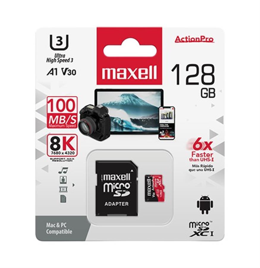 Memoria Micro SD 128gb Maxell U3 4K