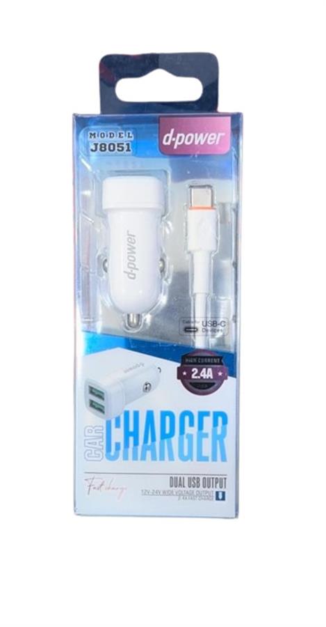 Cargador para Auto UsbC Dual Usb D-power J8050
