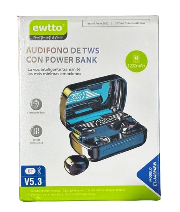 Audifonos Inalambricos Ewtto Et-a4894Bw / Power Bank 1200mAh