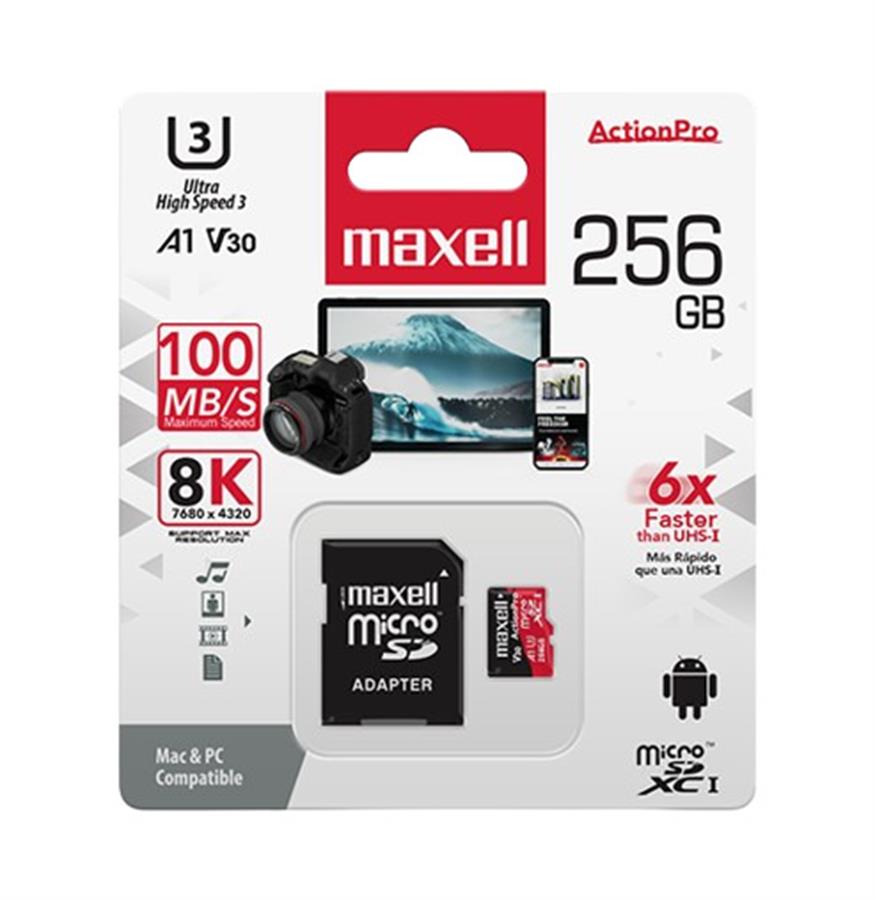 Memoria Micro SD 256gb Maxell U3 4K