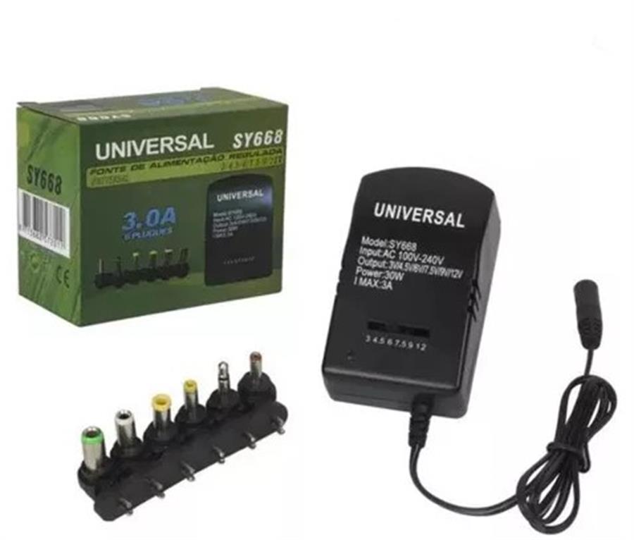 Cargador Universal 3/4.5/5/6/7.5/9/12V - 3A - 6 conectores / ZD668