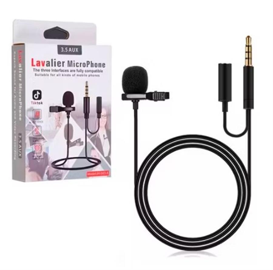 Microfono de Solapa Auxiliar 3.5mm + 3.5mm Hembra