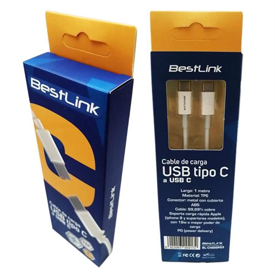 Cable UsbC a UsbC Blanco BestLink bl-ch600pd3