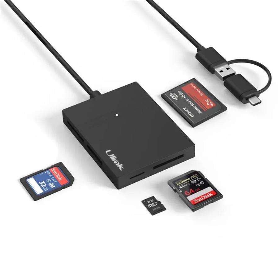 Lector de Tarjetas Otg SD / Micro Sd a Usb + Usbc Ulink