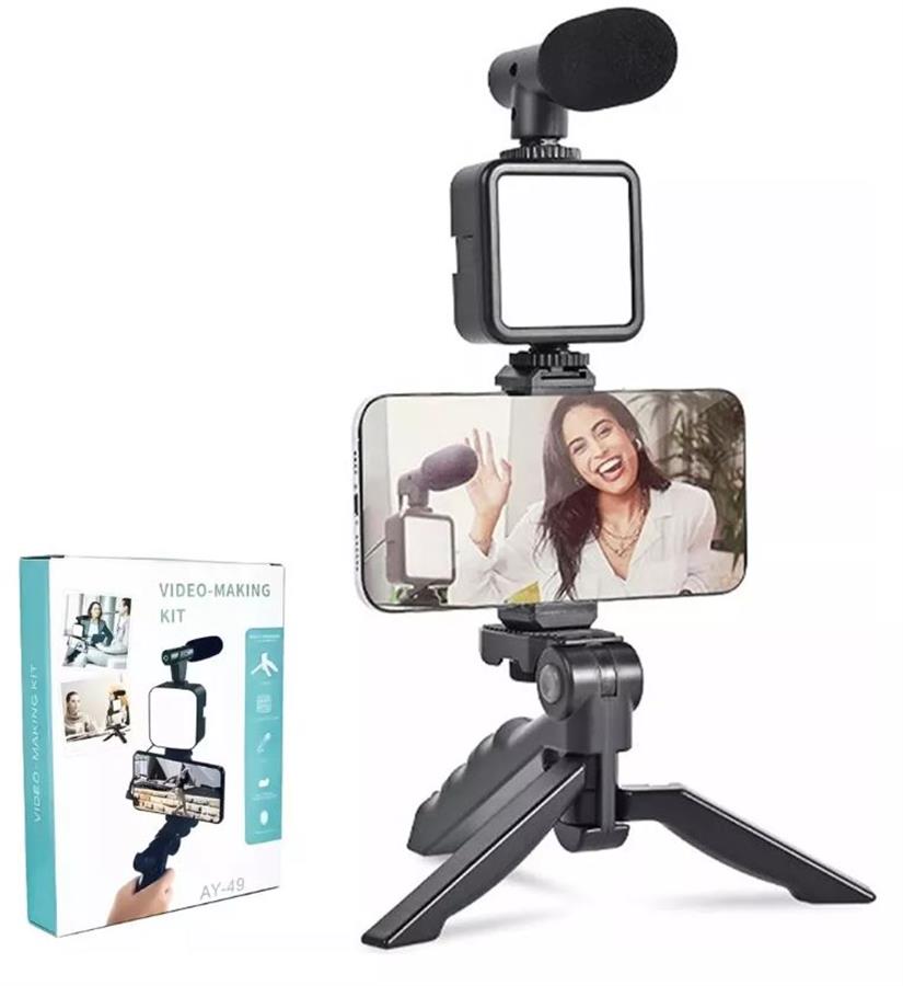 Video Kit Luz + Microfono + Tripode Ay-49