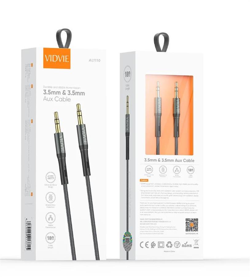 Cable Auxiliar de audio 3.5mm 1.8M Al1110 Vidvie