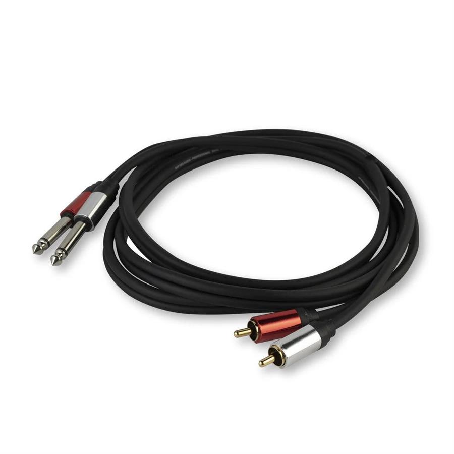 Cable Audio 2 Jack 6.35mm M a 2 Rca M 1.8mts Ofc